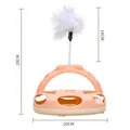 Juguete interactivo para gatos con plataforma giratoria rosa, pluma y pelota interna - Estilo de Lazo / Rosa