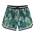 Men's athletic shorts with tropical leaf print, mesh fabric, and functional inner lining - S / Bottoms / Camouflage Leaf
