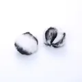 Soft black and white natural rabbit fur ball toy for interactive cat indoor play and chasing - 2 Pcs/Set / Black Zebra