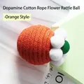 Durable orange cotton rope cat toy ball featuring a soft plush flower design for indoor play - Single Piece / Orange