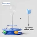 Juguete interactivo azul para gatos con bolas de pista y pluma de muelle - Bola de Comida + Pluma / Envase tipo caja / Azul Mar Profundo