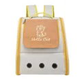 Beige and orange portable pet carrier backpack with Hello Cat print and 3 vent holes - Suitable for cats within 7.5kg / Beige