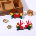 Christmas reindeer antler hair clips, cute plush velvet deer horn hairpins for kids, festive hair accessories. - Red And Green Ball Clip (T2-7) / Red