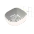 Gamelle suspendue grise anti-glouton pour cage de chien ou chat avec motif patte - Bol Empreinte / Gris