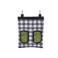 Gray plaid hanging hay feeder bag with dual holes for rabbits and guinea pigs. - Navy Plaid S Size / 2 Holes