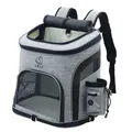 LDLC high-capacity breathable pet backpack carrier for cats and small dogs outdoors - QS-003-L / Grey Black