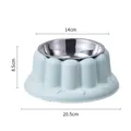 Stainless steel pet bowl with 14cm diameter and light blue neck-protecting base - Stainless Steel + Plastic Single Bowl / Green
