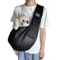 Breathable mesh pet carrier sling bag for small dogs and cats, portable black design. - Black