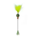 Catnip ball spring toy with bright yellow feathers and colorful beads for pet cats - Yellow Feather Style