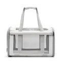 Breathable grey portable pet carrier bag for cats and small dogs with mesh windows and handles - 46*32*32 / Off White