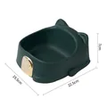 Large capacity dark green cat-shaped plastic pet bowl with dimensions 22.5x19.5x7cm - Lucky Cat Style / Green