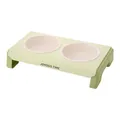 Ergonomic elevated double pet bowls with neck protection stand in light green finish - White Bowl Base (Green)
