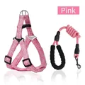 Pink adjustable dog harness and leash set with soft foam handle for pet comfort - XL (Suitable For 22.5-30kg Pets) / Pink