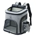 Premium grey Oxford cloth pet carrier backpack featuring breathable mesh and adjustable straps - L / Grey Black