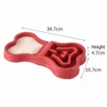 Comedero lento para perros en forma de hueso con alfombra de lamer roja, 34,7 cm - Hueso / Rojo