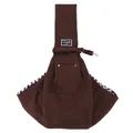 Brown folding pet sling carrier bag with checkered lining for cats and small dogs - With Phone Pocket / Brown-Fleece