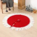 Large 120cm red Christmas tree skirt featuring elegant white tassels and snow dot patterns - Diameter 120cm / Red/White Tassels