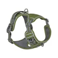 Grünes, ausbruchsicheres Nylon-Hundegeschirr für mittelgroße Hunde mit Reflexstreifen - Armeegrün QS-076 / Größe M (7,5–17,5 kg)