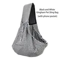 Black and white checkered pet sling carrier with convenient phone pocket for owners - Black & White Grid Pet Sling (with Phone Pocket)