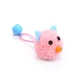 Cute pink plush mouse cat toy with a blue bell and elastic cord for indoor play - Mouse / Pink