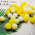Soft silent plush pom-poms cat toy balls in yellow and white colors for interactive play - Yellow Series