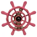Close-up of pink parrot ship's wheel toy with rolling white beads inside. - Round Head Pink (White Beads)