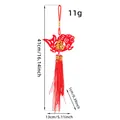 Red felt Chinese New Year ornament with gold Fu character and tassels, 41cm long - Curved Fish