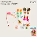 Set da 21 pezzi di giocattoli per gatti con palline a sonagli, topi all'erba gatta e bacchetta - Set di giochi per gatti da 21 pezzi / Imballaggio su cartoncino / Colorato
