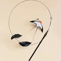Interactive cat feather teaser toy with swallow design, small bell, and flexible long rod. - Steel Wire Wand Set (Swallow Shape) / 88cm Long Wand