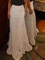 Elegant French style white polka dot mermaid skirt with high waist and pleated detail - XS / Bottoms / White