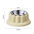Stainless steel pet food bowl with cream yellow fluted anti-tip base, 20.5cm diameter. - Stainless Steel + Plastic Single Bowl / Yellow