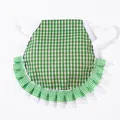 Green checkered hen saddle apron with white lace trim, feather protector for back protection - One Size / Green White Gingham Print