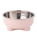 Durable pink stainless steel pet bowl for dogs and cats, stable non-slip design - Plastic Bowl with Stainless Steel Liner / Light Pink