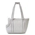 Light grey quilted pet carrier tote bag with lightweight cotton padding for cats - Light Grey (QS-109)
