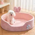 Caldo letto in peluche rosa per principessa con orecchie di coniglio per piccoli cani e gatti - Stile Coniglio (Lavabile) / Taglia S / Rosa