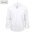 Classic white long-sleeve Oxford shirt for men with single chest pocket and button collar - S / Tops / White