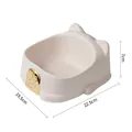 Beige cat-shaped plastic pet bowl with golden plaque and dimensions 22.5x19.5x7cm - Lucky Cat Style / White