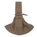 Earthy brown pet sling carrier bag with front pocket for cats and small dogs - With Phone Pocket / Khaki-Cotton