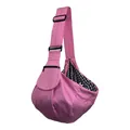 Rosa tragbare Haustierschlinge mit verstellbarem Riemen und kariertem Innenfutter - Canvas Tasche (2128#) / Rosa