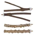 Set di 4 trespoli in legno naturale per gabbie per pappagalli con viti in metallo - Set da 4 Pezzi (20cm)