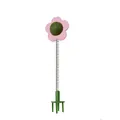 Interactive flower cat toy with spring and catnip ball on a green stable base - Pink Sunflower Style