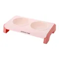 Double pink pet feeding bowl for cats and dogs with ergonomic neck protection design - White Bowl Base (Pink)