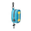 Durable blue dog poop bag dispenser with yellow bone patch and black carabiner clip. - Bone Decoration Style / Sky Blue