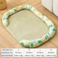 Breathable summer pet cooling mat for small and medium dogs and cats in light green - S / 50*40cm / Fresh Green Leaves (Rattan Mat Style)