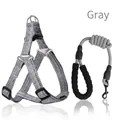 Grey adjustable anti-pull dog harness and rope leash set for small to large dogs - XL (Suitable For 22.5-30kg Pets) / Gray