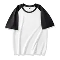 Heavyweight 230g cotton raglan short sleeve t-shirt in white and black contrast - S / Tops / White and Black