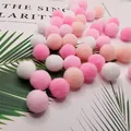 Soft plush silent cat ball toys in pink white and peach colors for interactive play - Pink Series