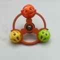 Rotierendes Windrad-Spielzeug für Papageien mit bunten Glockenbällen für den Vogelkäfig - Kreis Drei Glocken / Orange