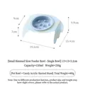 Slow feeder pet bowl featuring a tilted light blue acrylic stand with detailed dimensions - Slow Feeder Bowl / 150ML / Blue