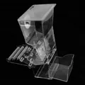 Transparent acrylic bird feeder variant with three standing perches for cages - Clear Stepped Automatic Feeder / 7x7.5x21cm